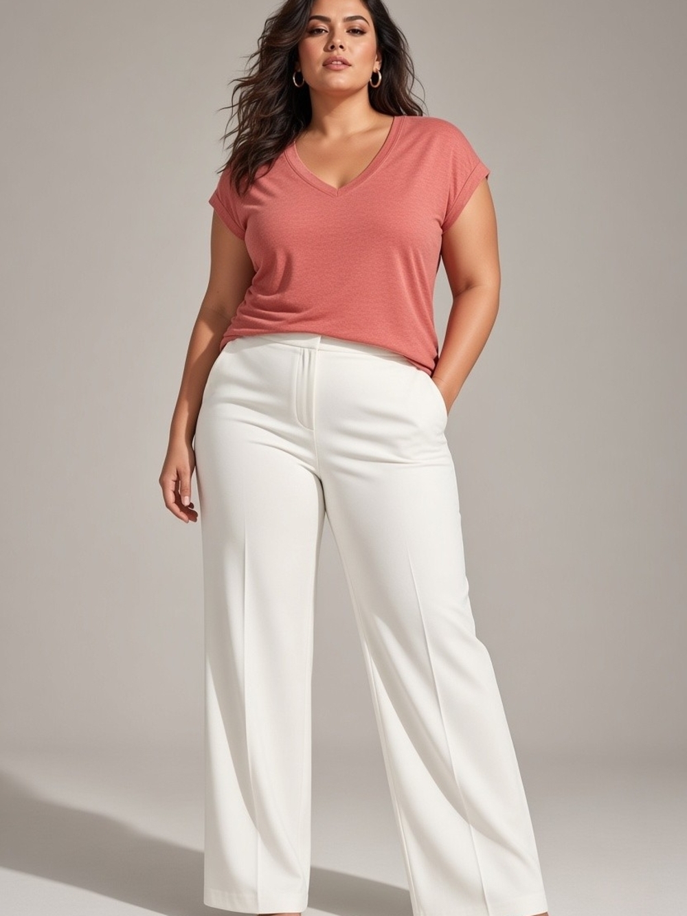 Jessica Simpson V-Neck Short Sleeve Tee in Dusty Rose